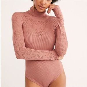 NEW Free People Pretty in Pointelle Bodysuit pink